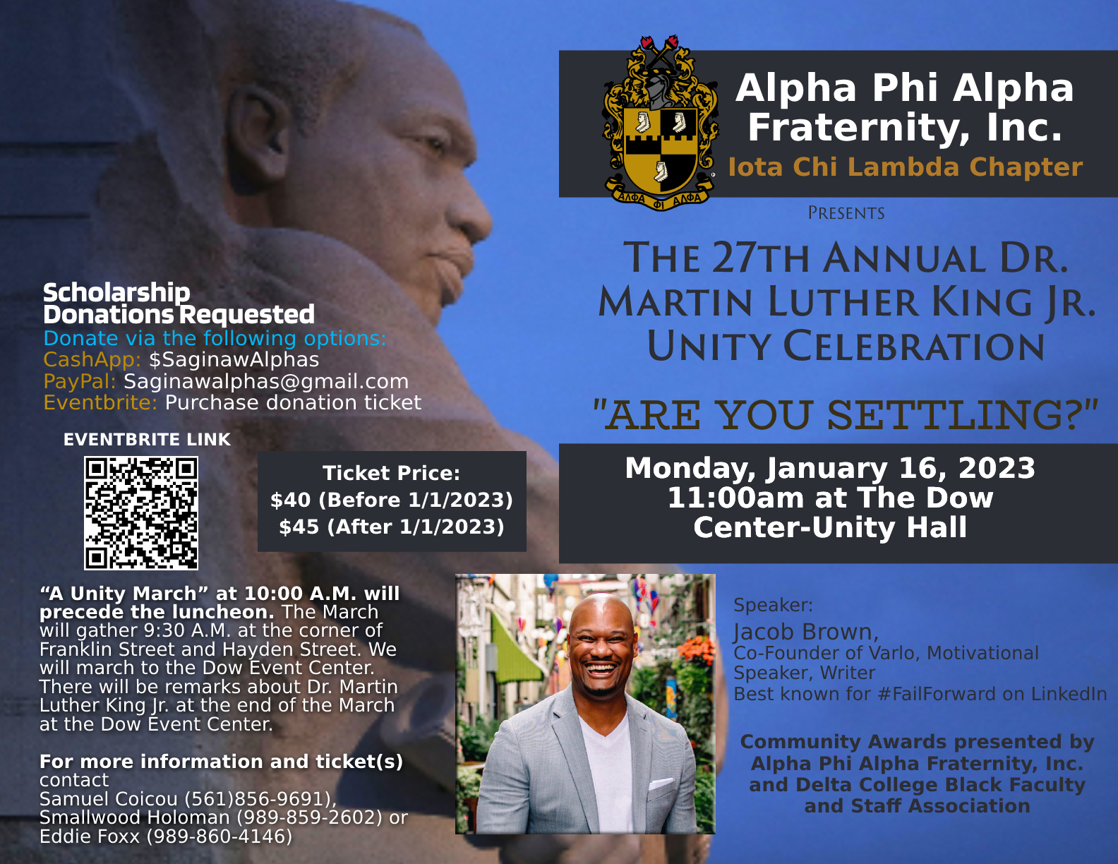 <h1 class="tribe-events-single-event-title">The 27th Annual Dr. Martin Luther King Jr. Unity Celebration “Are You Settling?”</h1>