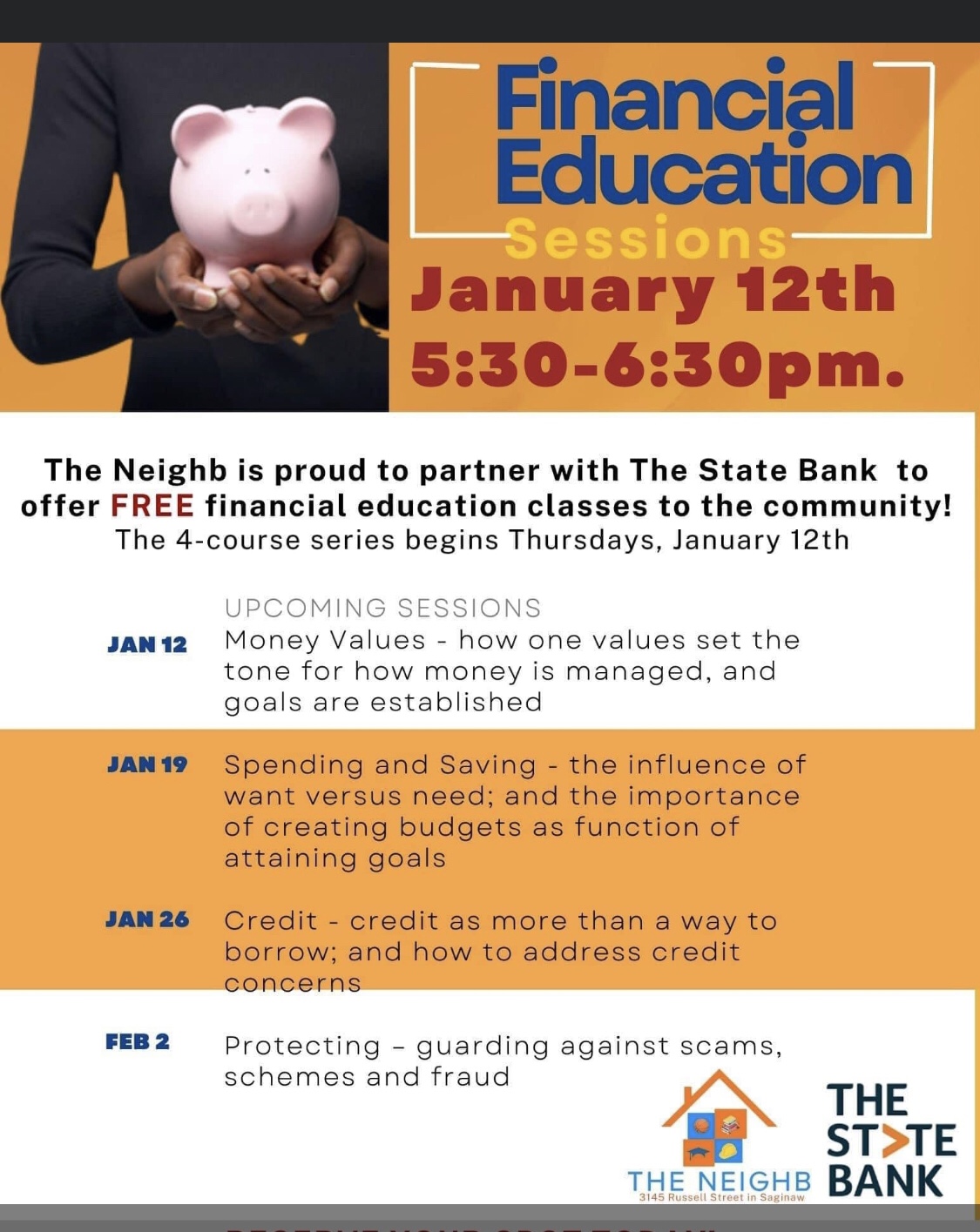 <h1 class="tribe-events-single-event-title">The NeighB and The State Bank: Free Financial Sessions</h1>