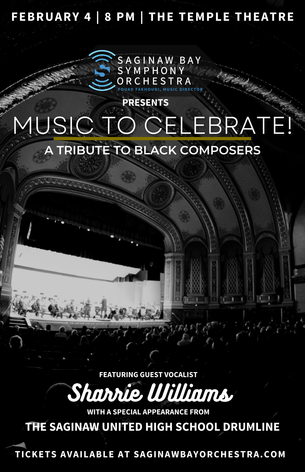 <h1 class="tribe-events-single-event-title">Saginaw Bay Symphony Orchestra presents: MUSIC TO CELEBRATE! A Tribute To Black Composers</h1>