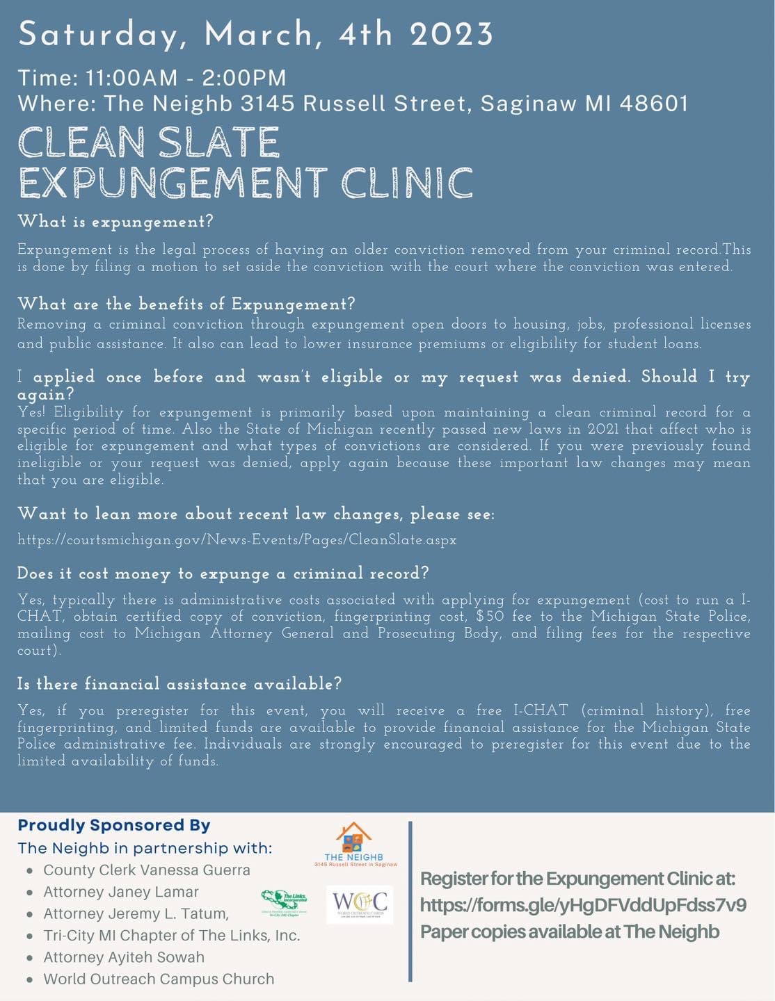 <h1 class="tribe-events-single-event-title">Clean Slate Expungement Clinic</h1>