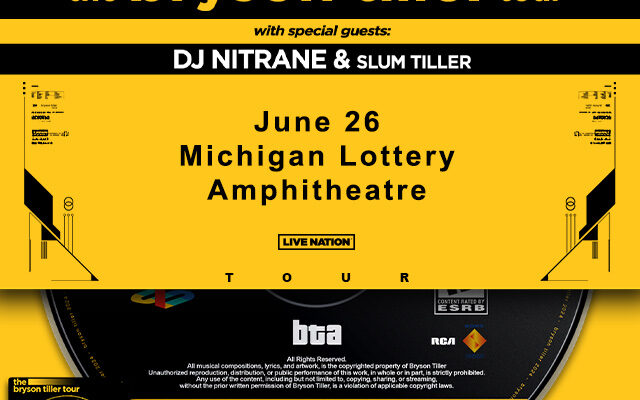 Win Tickets To See Bryson Tiller At The Michigan Lottery Amphitheatre Wed. June 26th!